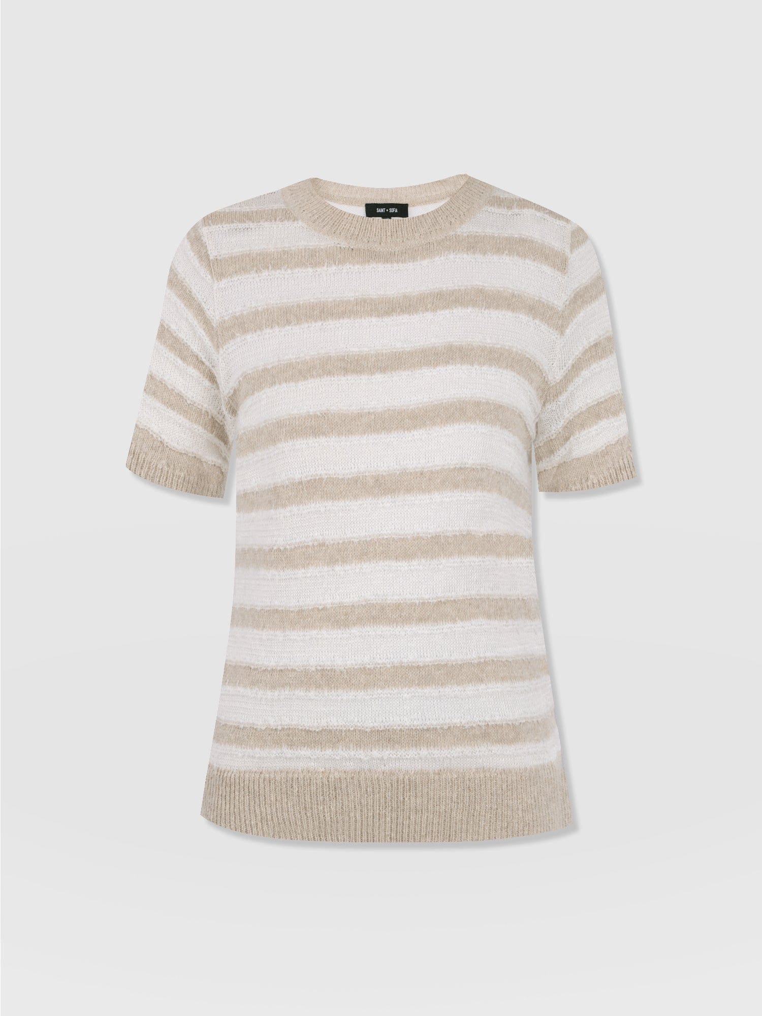 Fearne Knit Tee - Cream Stripe - Women's Knitwears | Saint + Sofia® USA